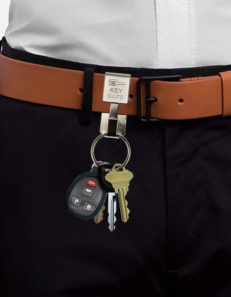 Lucky Line Key Safe Belt Key Ring Holder Slip-On, 2â€ Wide Belt- Heavy Duty Belt Key Clip, Key Chain, 5 Pack (476005), Silver - Image 3